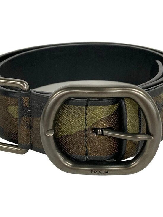 PRADA - Khaki Brown Multi Leather Hardware Belt